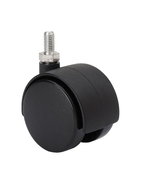 Rueda giratoria espiga roscada y eje liso, color negro, carga máx. 50 kg, 10 x 15 cm, ø 5 cm