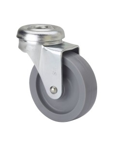 Rueda giratoria con agujero y eje liso, color gris, carga máx. 22 kg, ø 4 cm