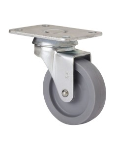 Rueda giratoria con placa y eje liso, color gris, carga máx. 15 kg, ø 3 cm