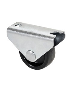 Rueda fija con placa y eje liso de dos fijaciones, color negro, carga máx. 20 kg, ø 1,5 cm