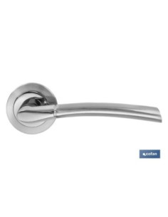 JUEGO MANIVELA ALUMINIO MOSCU ROSETA REDONDA NIQUEL