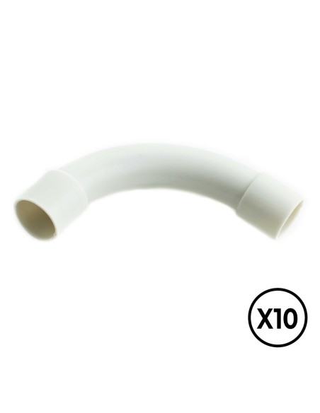 Manguito pvc curvado a 90° ø 25 mm, gris, 10 unidades