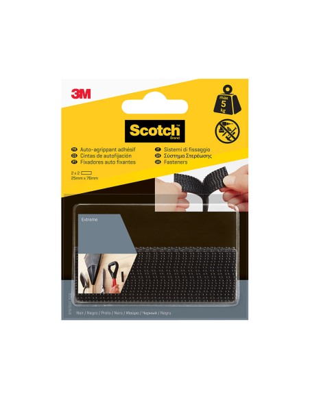 Tira de autofijación extreme negra máx 5 kg 25x76mm, 2 uds