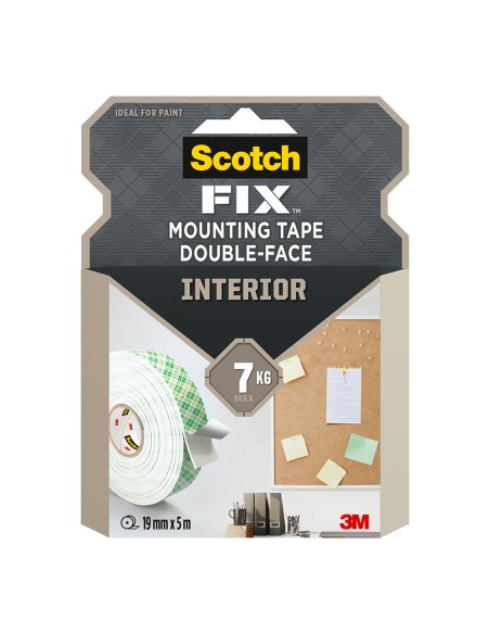 Cinta doble cara de montaje para interiores, máx 7 kg, 19mmx5m