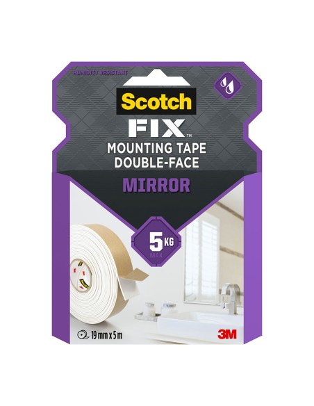 Cinta doble cara montaje espejos máx 5 kg 19mmx5m