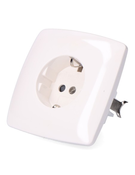 Base t/t empotrar lisa tipo schuko 10/16 a 250 v, blanca (retractilado)