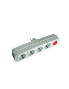 Multiconector 4 tomas 2p + t 16 a 250 v con interruptor luminoso, blanco (retractilado)