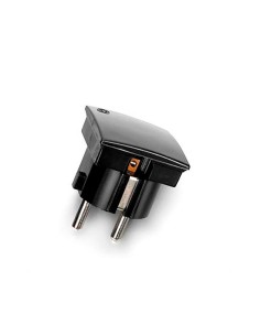 Clavija 2p+t salida lateral 4,8 mm negra (retractilado)