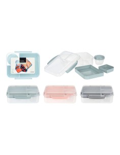 Fiambrera + dos bandejas + bote salsas colores surtidos 215 x 170 x 60 mm