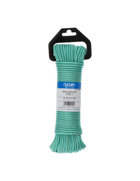 Cordón trenzada polipropileno verde / blanco, calibre 4,5 mm x 15 m