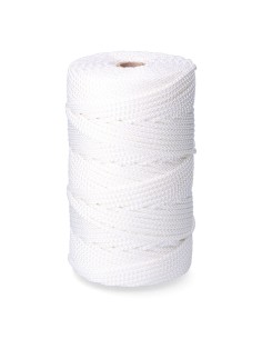 Cordón trenzado poliéster granete blanco, calibre 6 mm x 200 m