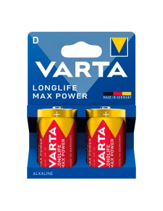 Pila alkalina longlife max power d - lr20 (blister cartón 2 unid.) ø34,2 x 61,5 mm