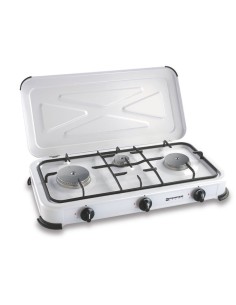 Cocina de gas butano/propano esmaltada 3 quemadores, blanca, 600 x 340 x 100 mm