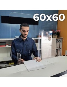 MAMPARA METACRILATO 60 60CM CON RANURA PEQUEÑA