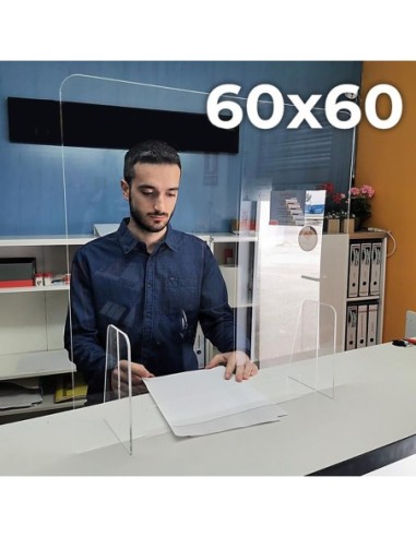 MAMPARA METACRILATO 60 60CM CON RANURA PEQUEÑA