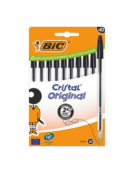 Bolígrafo cristal negro blíster 10 uds