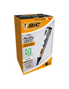Marcador permanente negro 2300, punta biselada, caja 12 uds