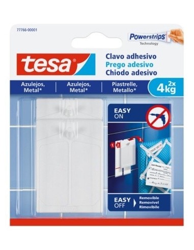 COLGADOR HOG 4KG ADH REUT CLAVO PL BL 2 PZ TESATAPE