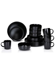 Vajilla 16 piezas negra cerámica