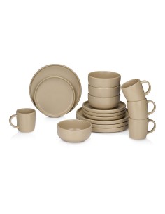 Vajilla 16 piezas taupe cerámica