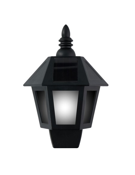 Aplique solar led, luz fria/efecto llama, ip44, negro