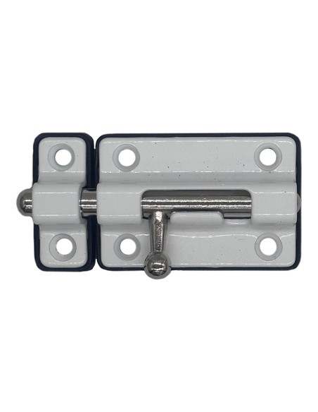 Pasador cerrojo base plástica. 50 mm blanco