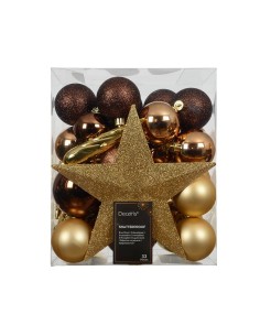 Accesorios para árbol de navidad tonos marrones y dorados, 33 piezas