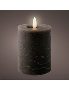 Vela de cera led, color gris antracita, superficie rústica, ø7 x 11,2 cm