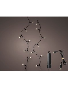 Guirnalda led recargable multifunción, luz cálida, exterior, 100 leds, 7,4 m