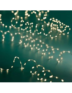 Guirnalda micro led 378 leds luz cálida exterior cable alambre plateado 6 m