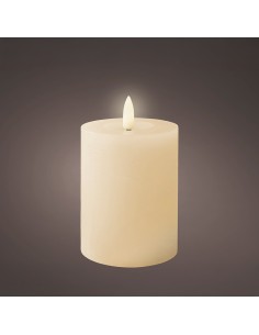Vela de cera led, color beige, acabado rústico ø7 x 11,2 cm