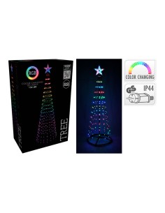 Árbol de navidad 154 leds rgb negro, exterior, ø?50 x 150 cm