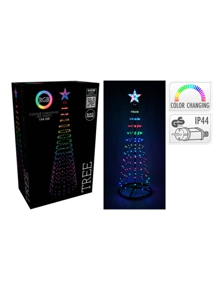 Árbol de navidad 154 leds rgb negro, exterior, ø?50 x 150 cm