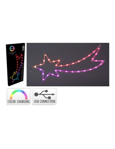 Estrella rgb 35 leds, multifunción, interior, 25 x 0,6 x 60 cm