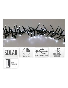 Guirnalda solar recargable, 768 leds, multifunción, luz fría, exterior, 5,6 m