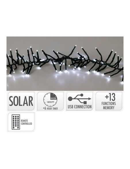 Guirnalda solar recargable, 768 leds, multifunción, luz fría, exterior, 5,6 m