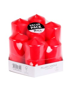 Velas de cera rojas de ø55 mm con diferentes alturas, 7 uds