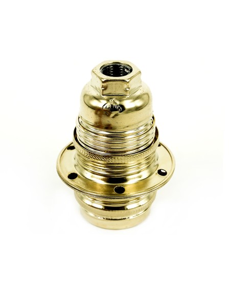 Portalámparas metálico roscado decorativo vintage latonado con arandelas e14 ø43 x 60 mm