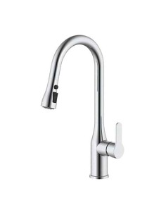 Grifo monomando de cocina caño alto plateado cepillado serie trazo