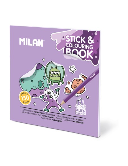 Cuaderno con adhesivos para colorear alien invasion