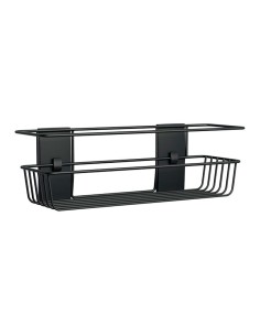 Cesto de baño, negro mate, 32,5 x 9,5 x10 cm, 1 ud + 4 tiras, máx 3 kg
