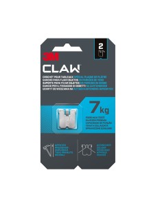 Gancho para paredes de yeso, 7 kg, 23 x 23 x 4 mm, 2 uds