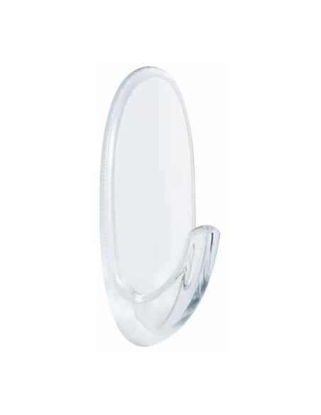 Gancho mediano trasparente, 25 x 60 x 25 mm, 2 uds + 4 tiras