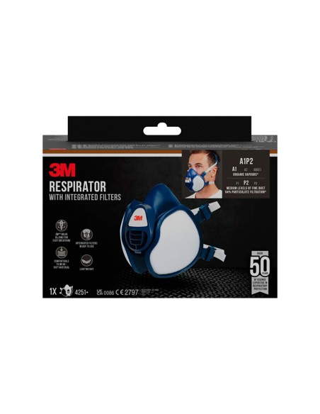 Mascarilla con filtros integrados 4251+, vapores orgánicos a1p2