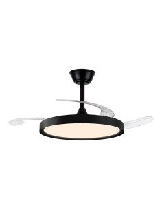 Ventilador de techo led 3cct aspas retráctiles polaris 43 w 4430 lm negro, aspas ø106 cm, plafón ø48,5 cm, altura 32 - 42 cm