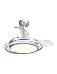 Ventilador de techo led 3cct aspas retráctiles antila mini 40 w 4000 lm plata, aspas ø92 cm, plafón ø40 cm, altura 38 - 48 c ...