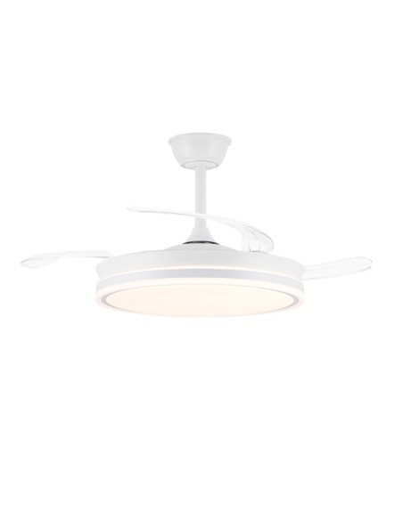 Ventilador de techo led 3cct aspas retráctiles evo smart 72 w 7920 lm blanco, aspas ø106 cm, plafón ø48,5 cm, altura 32 - 42 ...