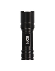 Linterna led táctica black grip 150 lm con zoom, 3 x aaa (incluidas), aluminio