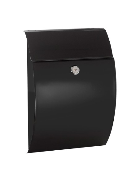 Buzón individual exterior, pequeño, galán, acero, negro, 21 x 7,5 x 29 cm