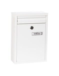 Buzón individual exterior, pequeño, zaguán, acero, blanco, 22 x 8 x 32 cm